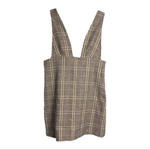 Zara Plaid Embellished Overall Dress